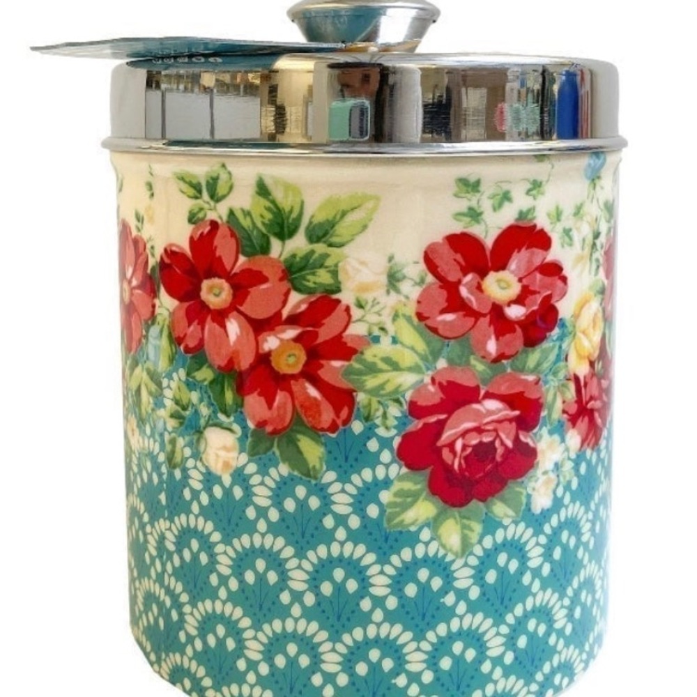 Pioneer woman vintage Floral Canister with Lid treat jar new 80oz